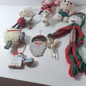 Lot Of Vintage Christmas Ornaments - In A Vintage Plastic Container